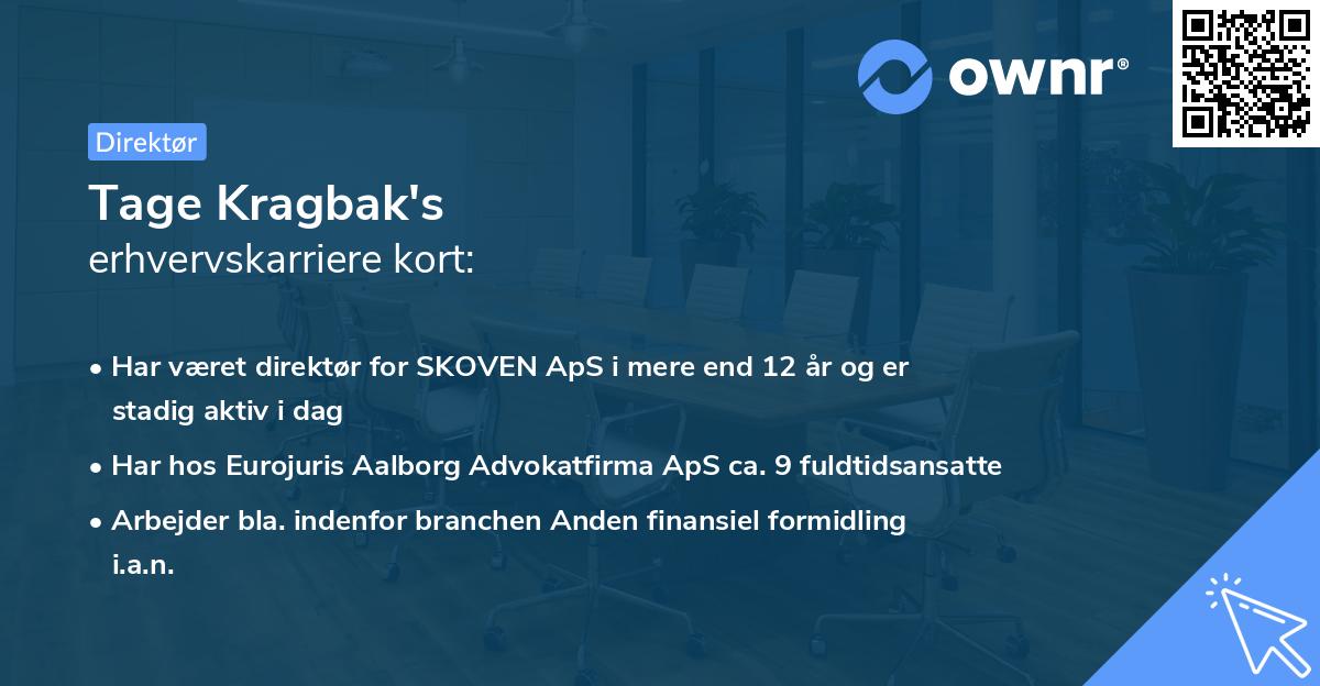 Tage Kragbak's erhvervskarriere kort