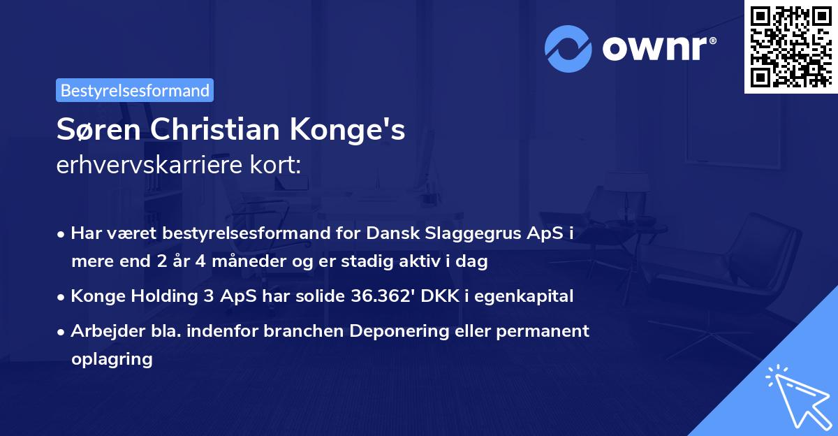 Søren Christian Konge's erhvervskarriere kort
