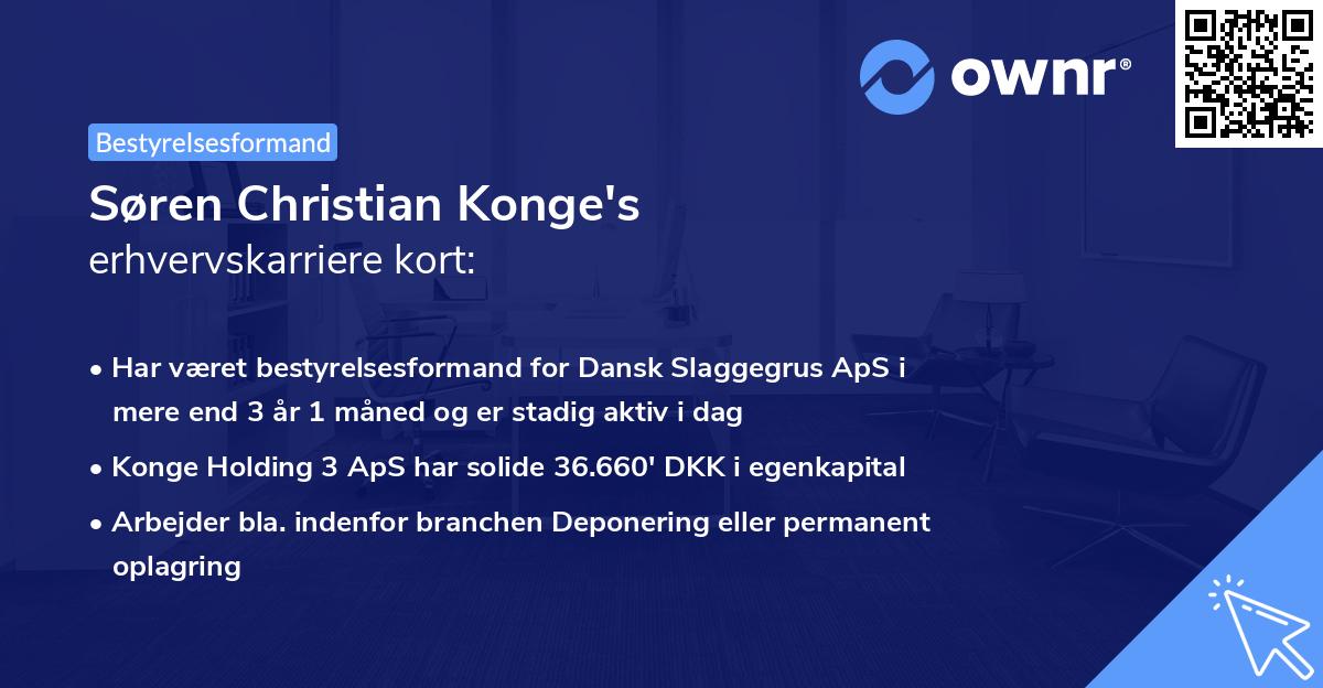 Søren Christian Konge's erhvervskarriere kort