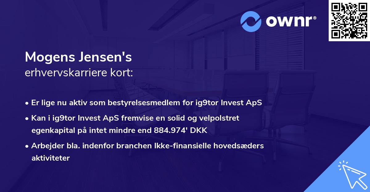 Mogens Jensen's erhvervskarriere kort