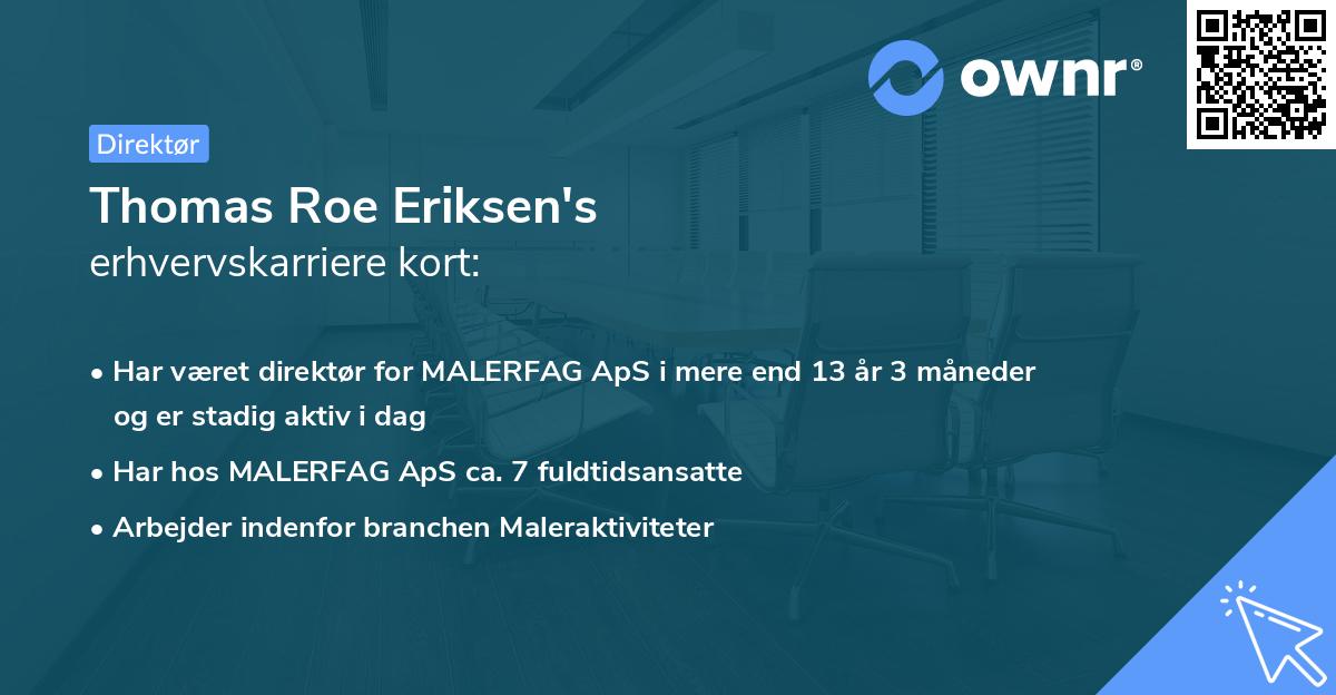 Thomas Roe Eriksen's erhvervskarriere kort
