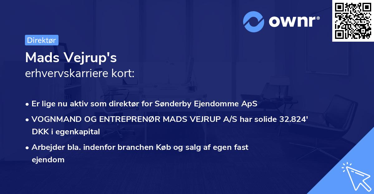 Mads Vejrup's erhvervskarriere kort