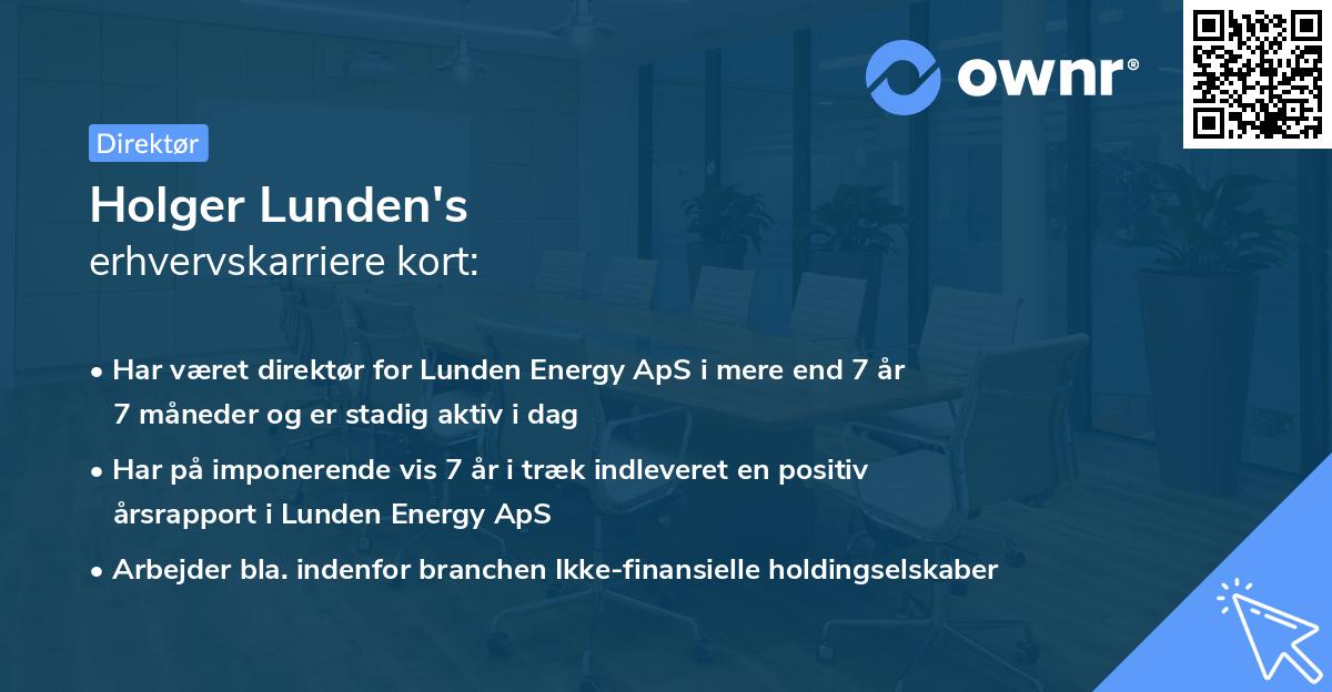 Holger Lunden's erhvervskarriere kort