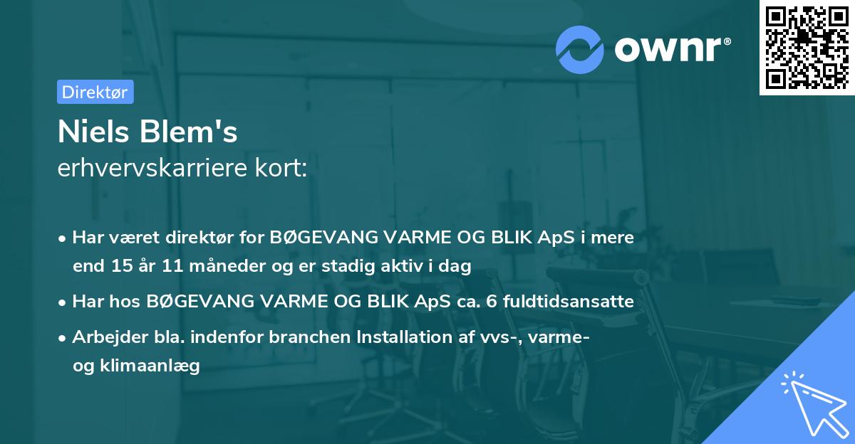 Niels Blem's erhvervskarriere kort