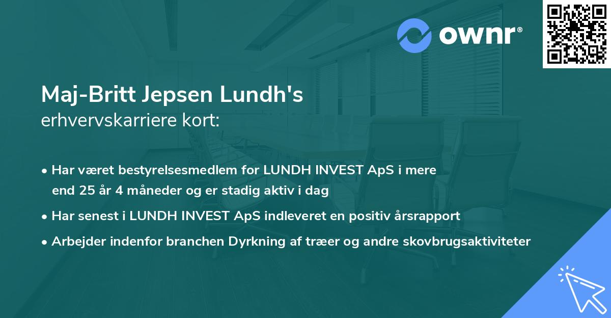 Maj-Britt Jepsen Lundh's erhvervskarriere kort