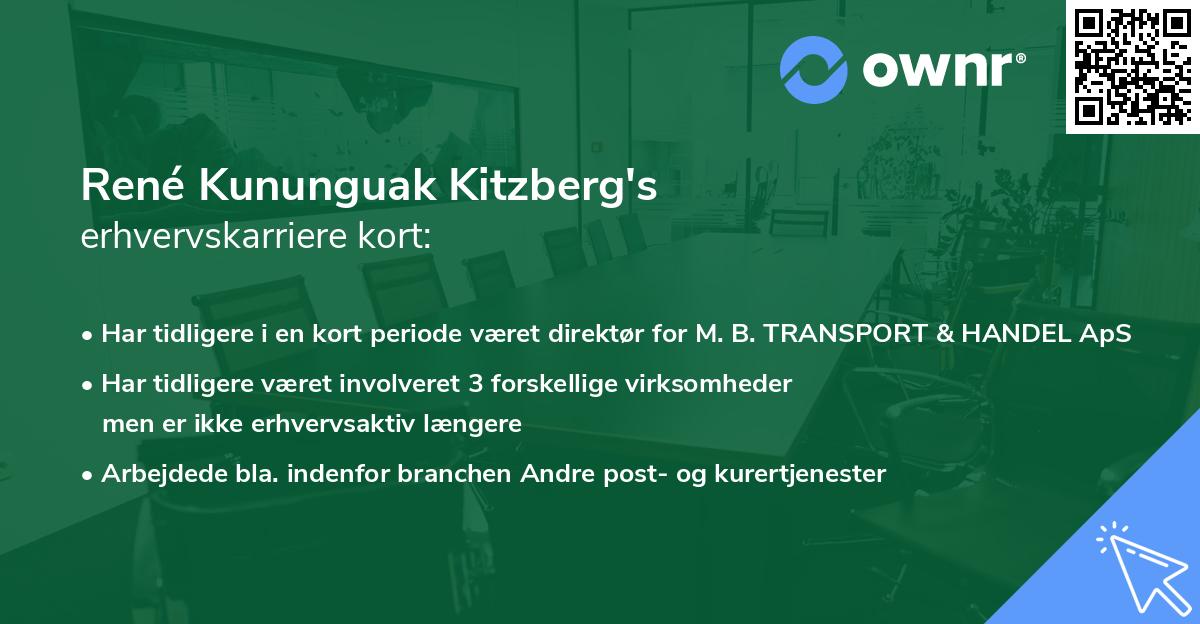 René Kununguak Kitzberg's erhvervskarriere kort