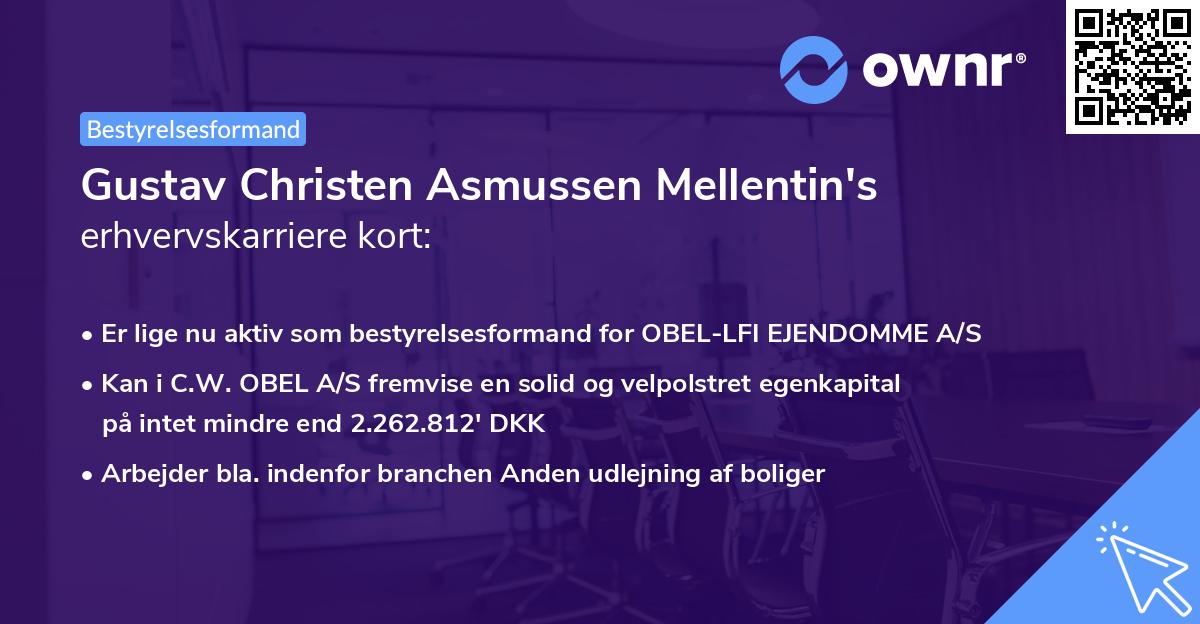 Gustav Christen Asmussen Mellentin's erhvervskarriere kort