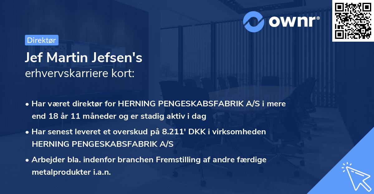 Jef Martin Jefsen's erhvervskarriere kort
