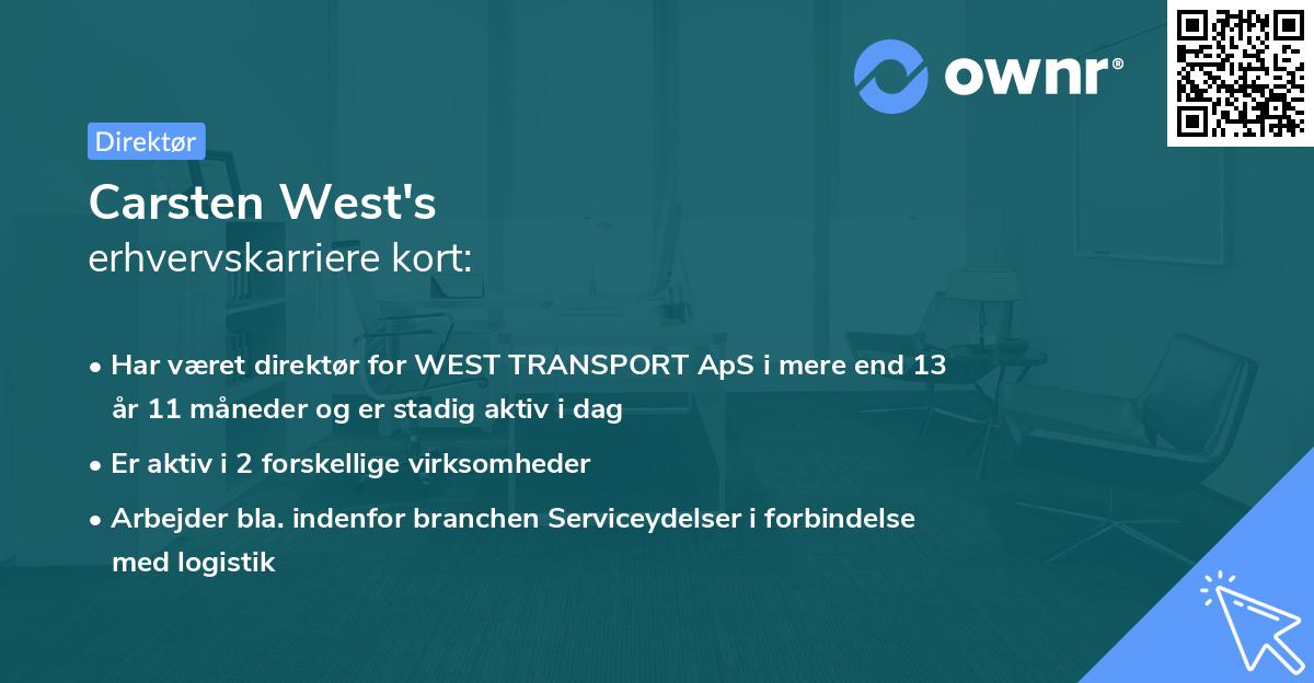 Carsten West's erhvervskarriere kort
