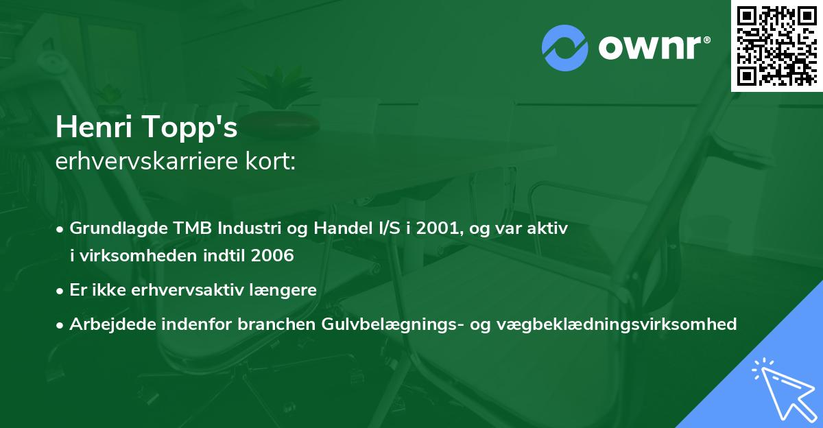 Henri Topp's erhvervskarriere kort