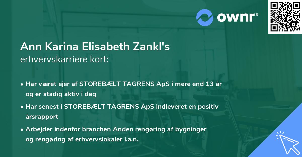 Ann Karina Elisabeth Zankl's erhvervskarriere kort