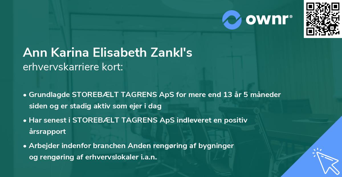 Ann Karina Elisabeth Zankl's erhvervskarriere kort