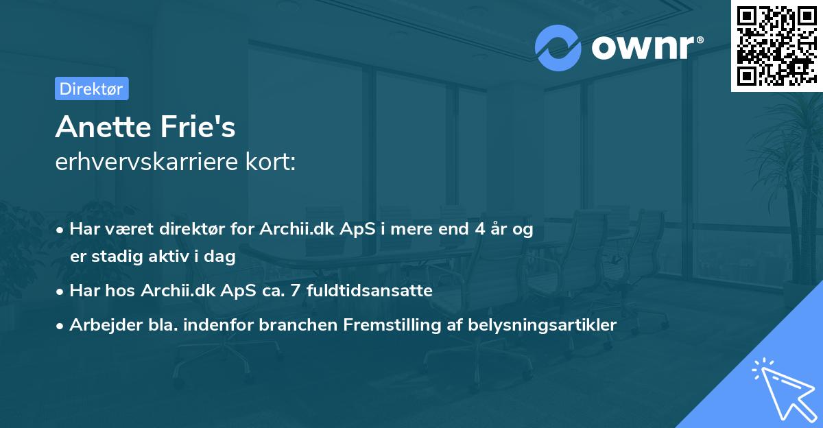 Anette Frie's erhvervskarriere kort