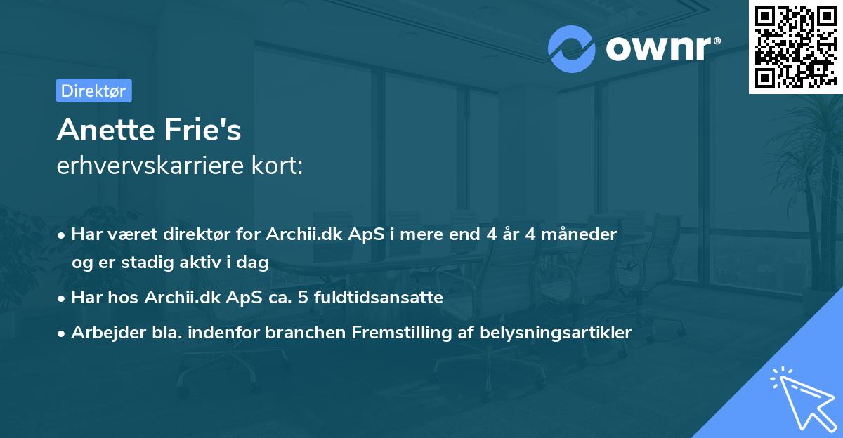 Anette Frie's erhvervskarriere kort