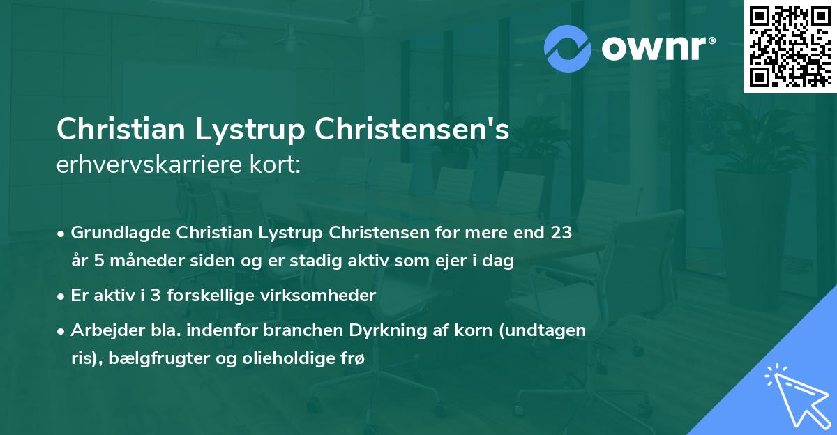 Christian Lystrup Christensen's erhvervskarriere kort