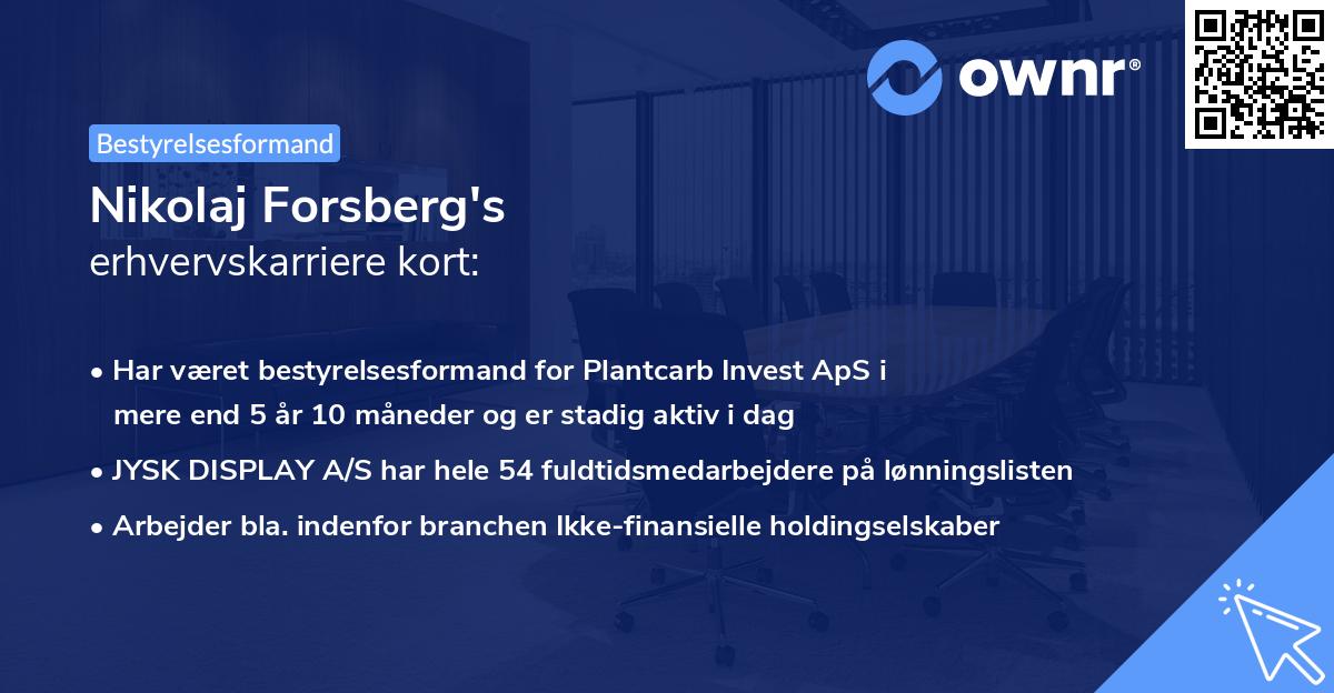 Nikolaj Forsberg's erhvervskarriere kort