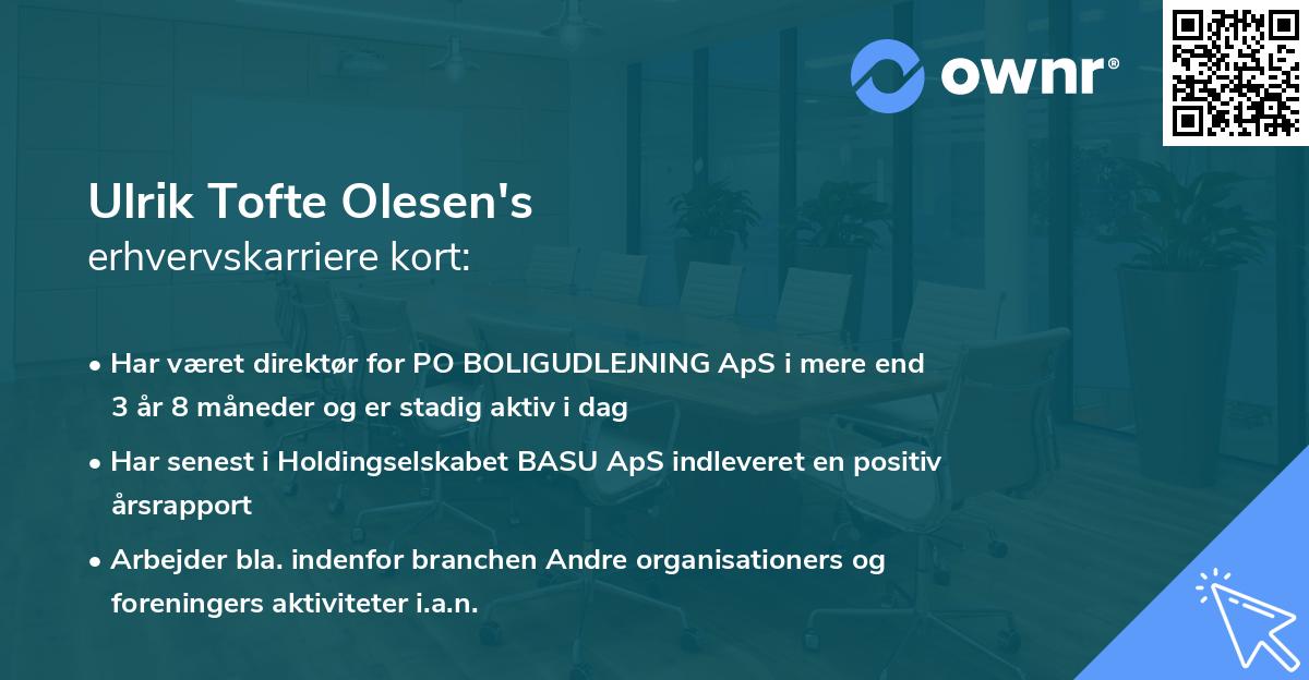 Ulrik Tofte Olesen's erhvervskarriere kort