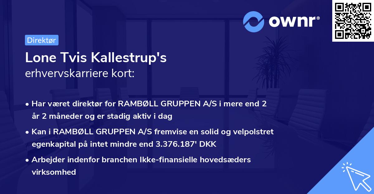 Lone Tvis Kallestrup's erhvervskarriere kort