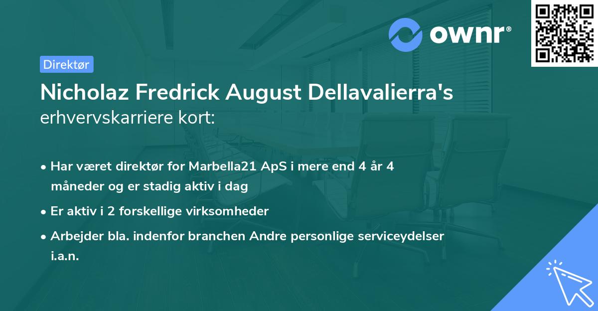 Nicholaz Fredrick August Dellavalierra's erhvervskarriere kort