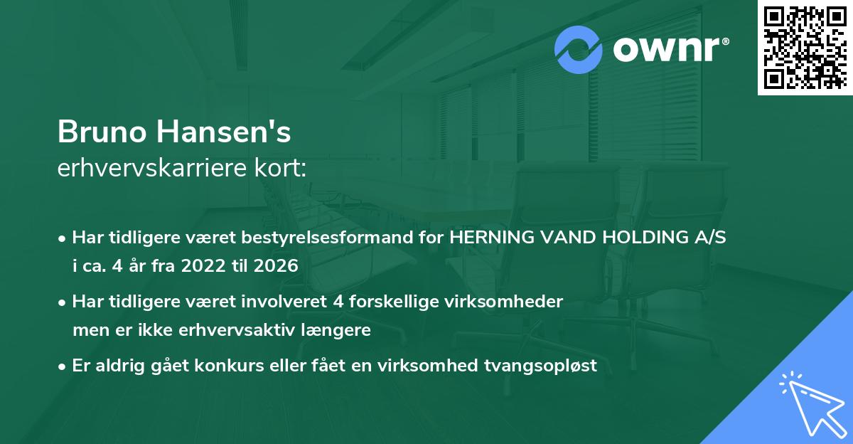 Bruno Hansen's erhvervskarriere kort