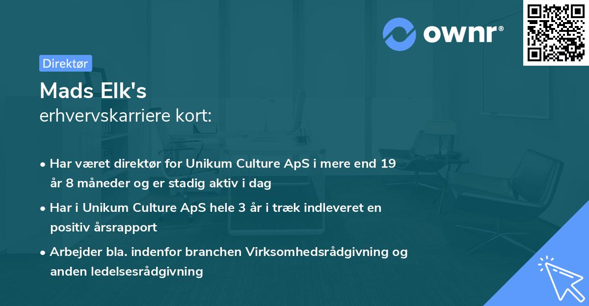 Mads Elk's erhvervskarriere kort