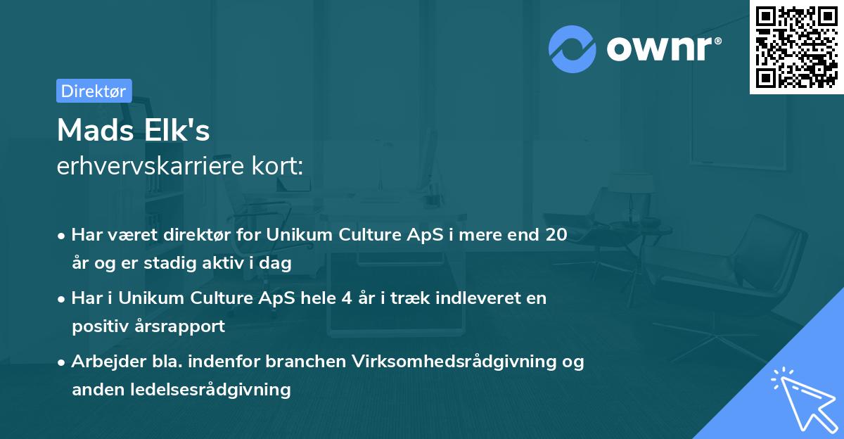 Mads Elk's erhvervskarriere kort