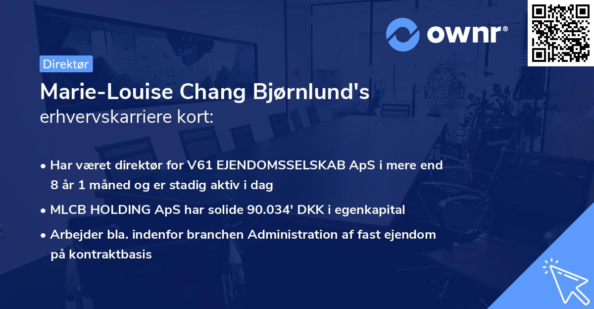 Marie-Louise Chang Bjørnlund's erhvervskarriere kort