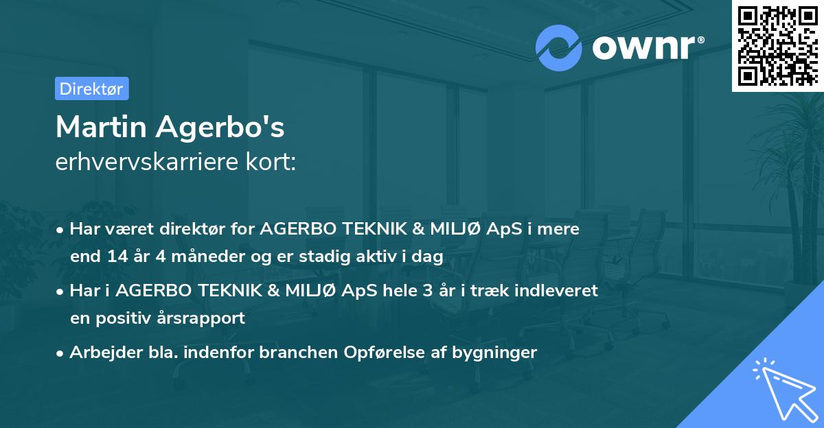 Martin Agerbo's erhvervskarriere kort