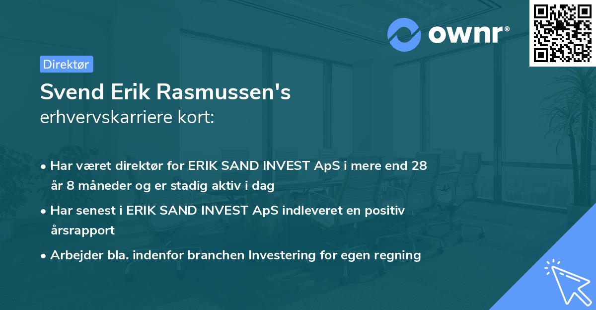 Svend Erik Rasmussen's erhvervskarriere kort