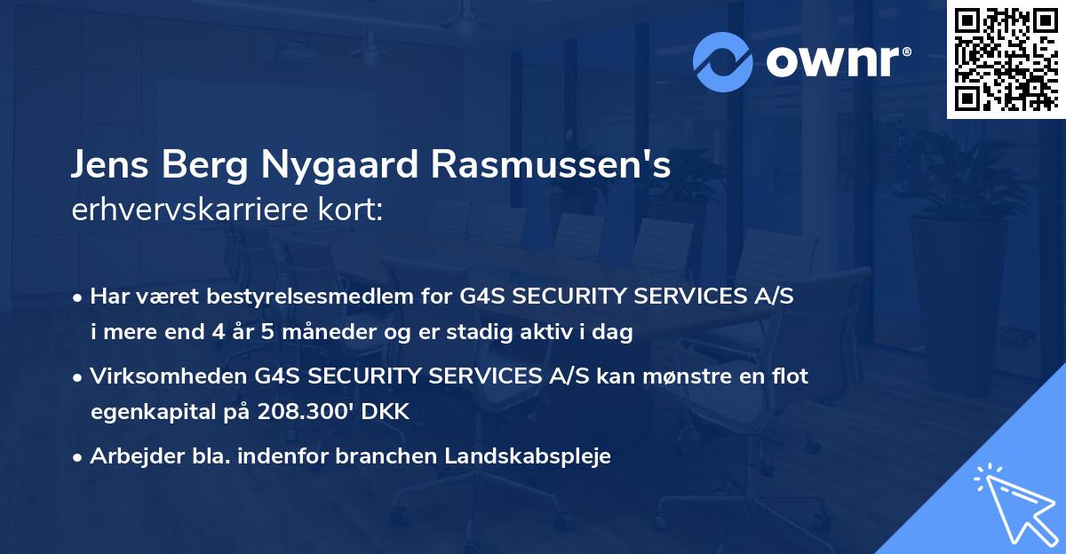 Jens Berg Nygaard Rasmussen's erhvervskarriere kort