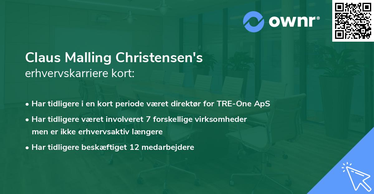 Claus Malling Christensen's erhvervskarriere kort