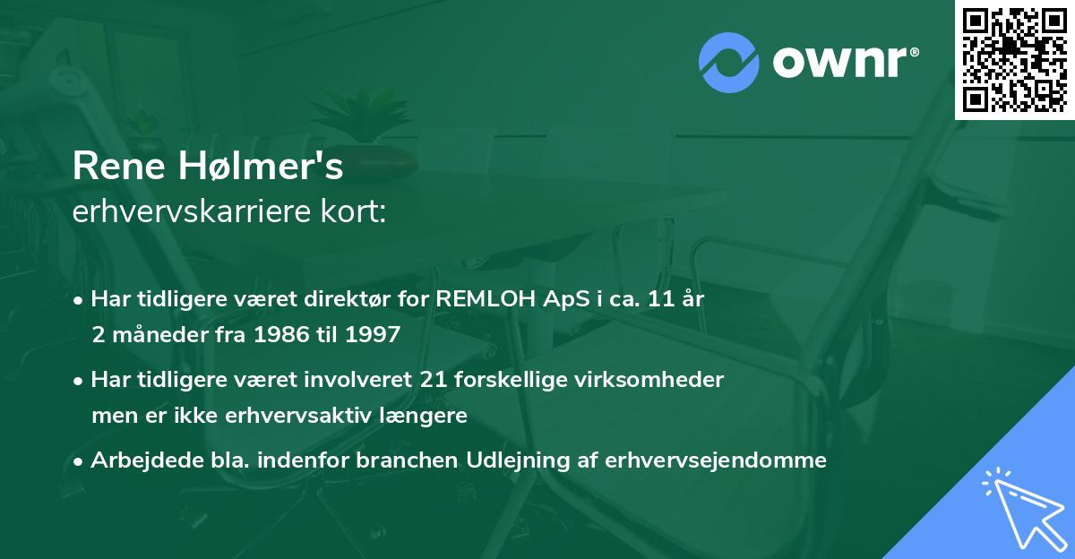 Rene Hølmer's erhvervskarriere kort