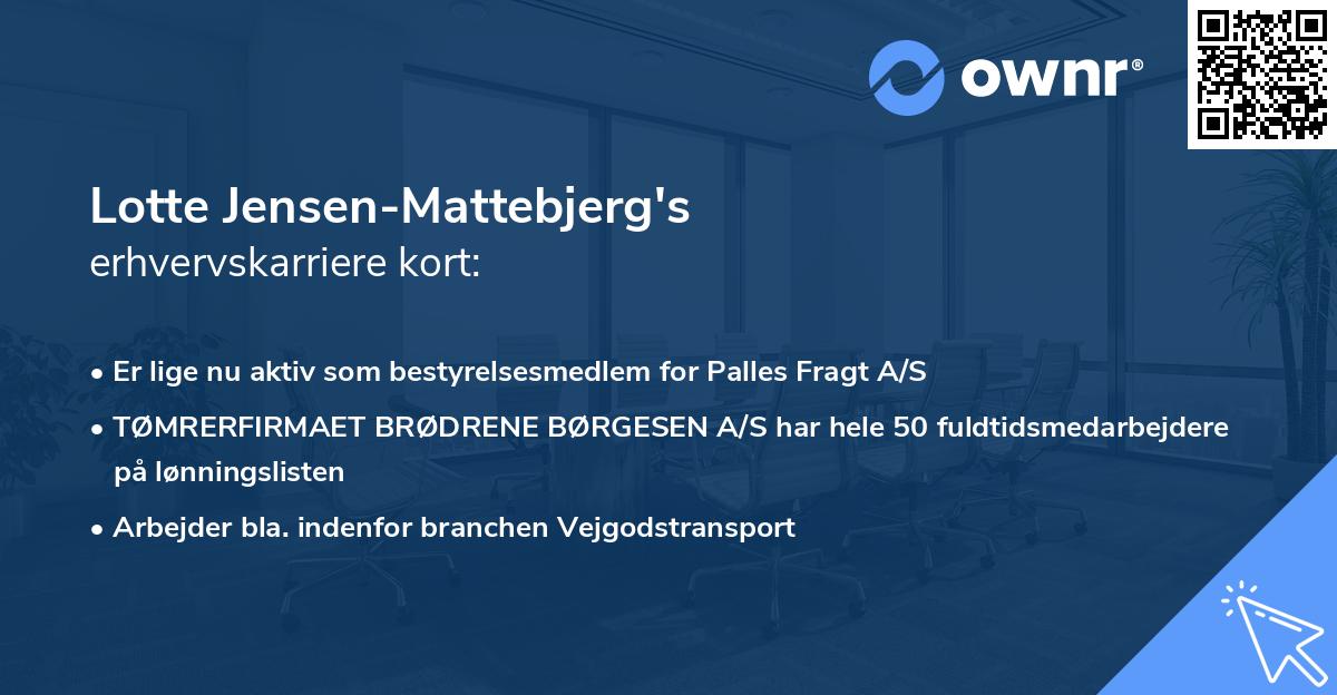 Lotte Jensen-Mattebjerg's erhvervskarriere kort