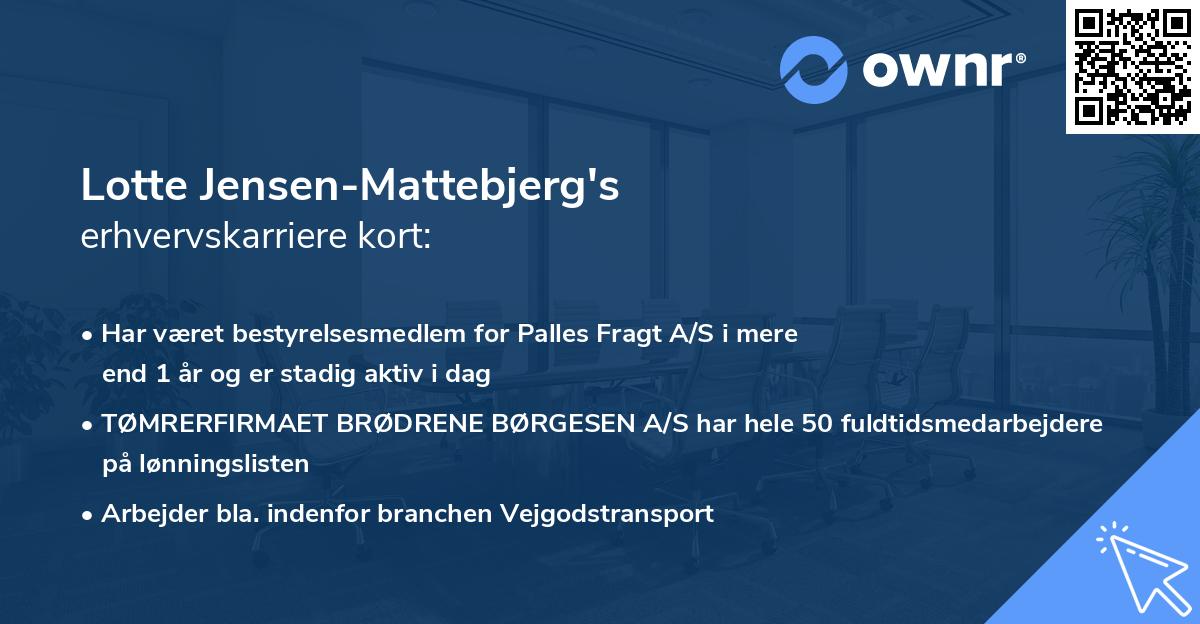 Lotte Jensen-Mattebjerg's erhvervskarriere kort