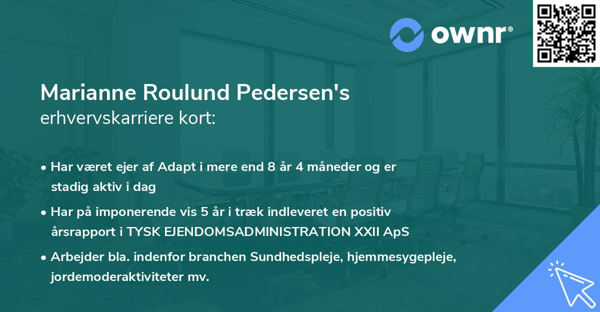 Marianne Roulund Pedersen's erhvervskarriere kort
