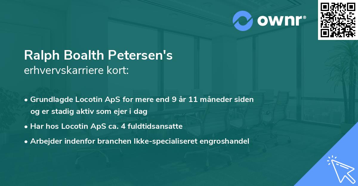 Ralph Boalth Petersen's erhvervskarriere kort