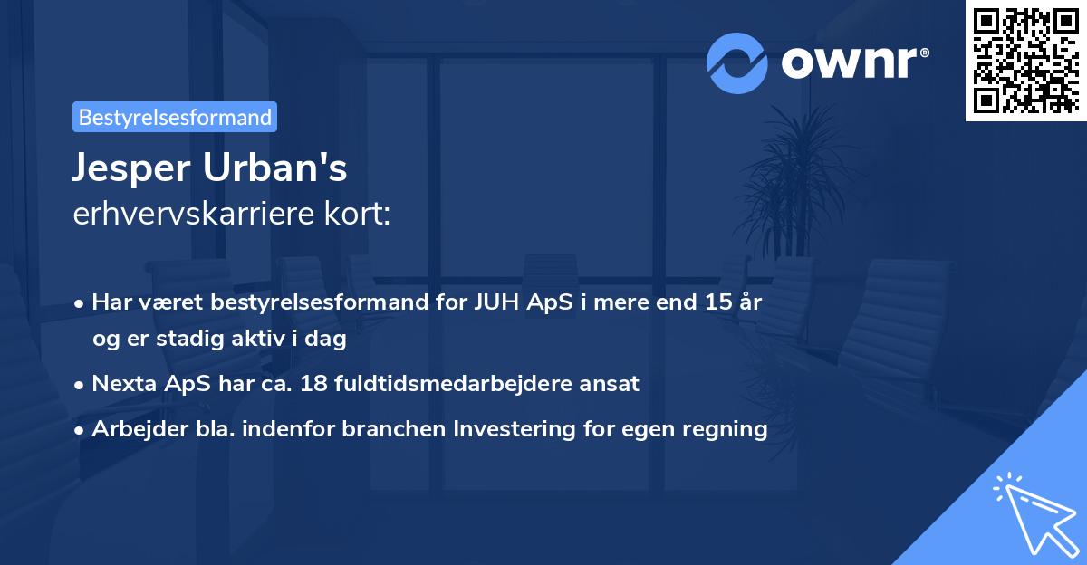 Jesper Urban's erhvervskarriere kort