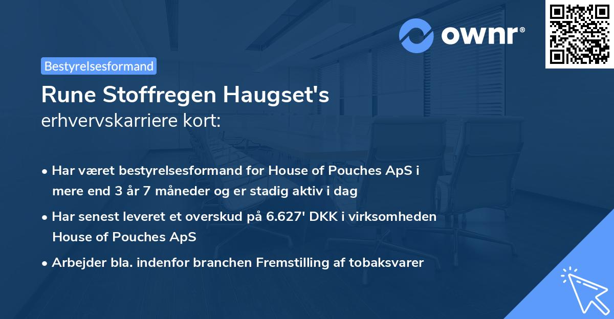 Rune Stoffregen Haugset's erhvervskarriere kort