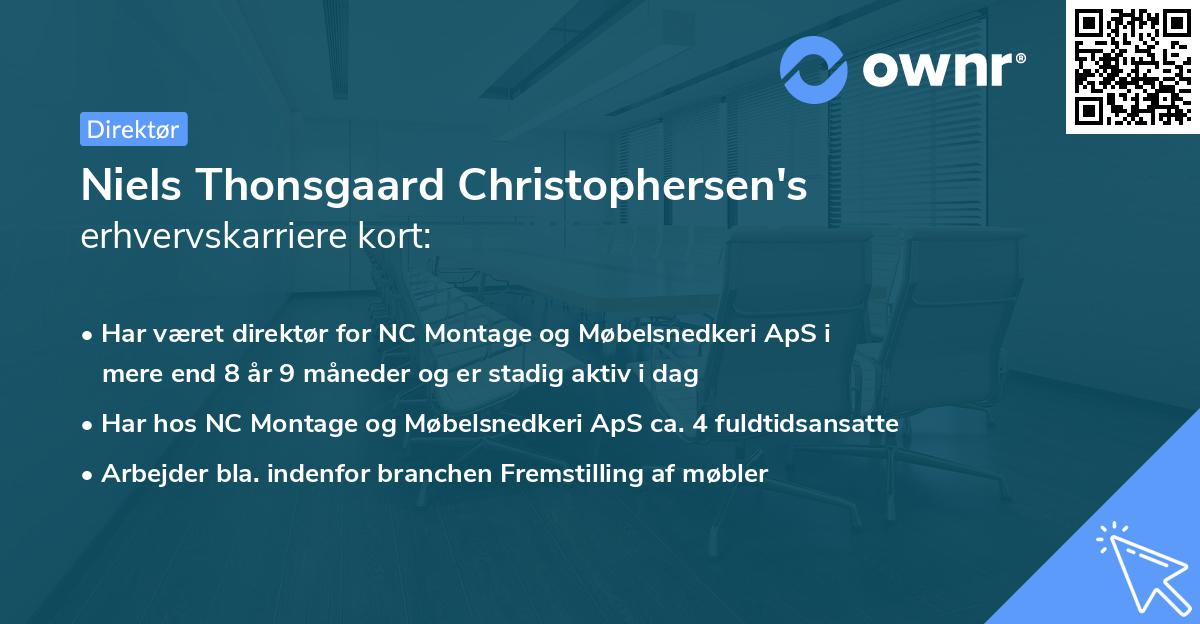 Niels Thonsgaard Christophersen's erhvervskarriere kort