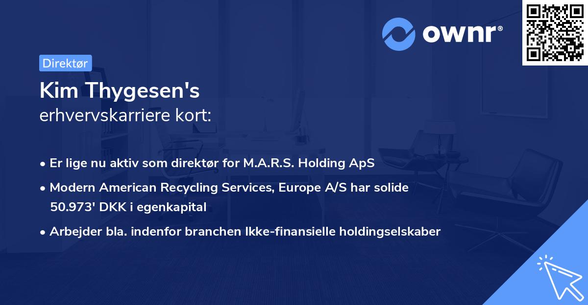 Kim Thygesen's erhvervskarriere kort