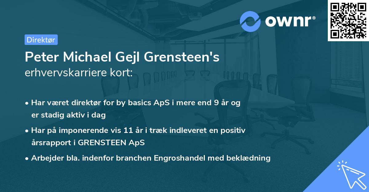 Peter Michael Gejl Grensteen's erhvervskarriere kort