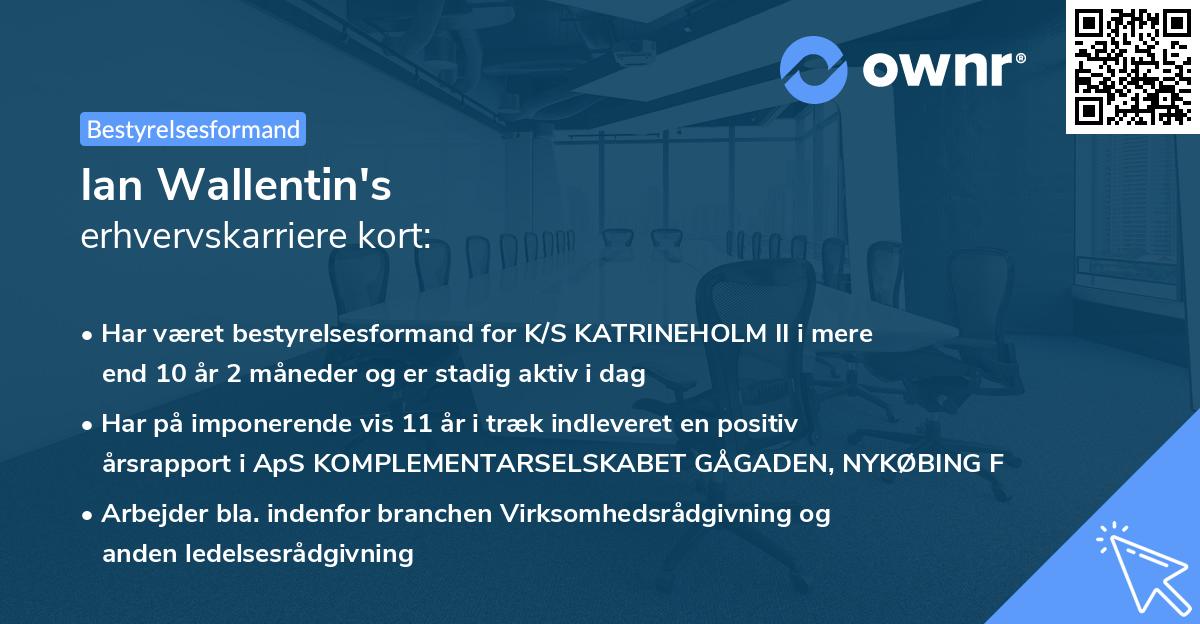 Ian Wallentin's erhvervskarriere kort