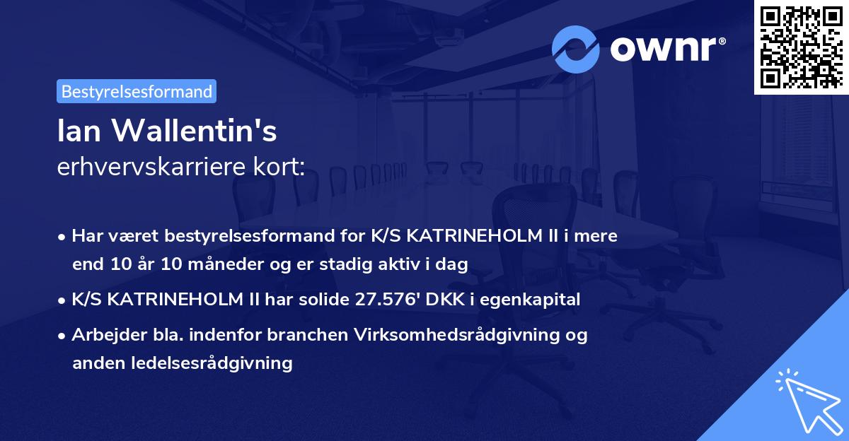 Ian Wallentin's erhvervskarriere kort