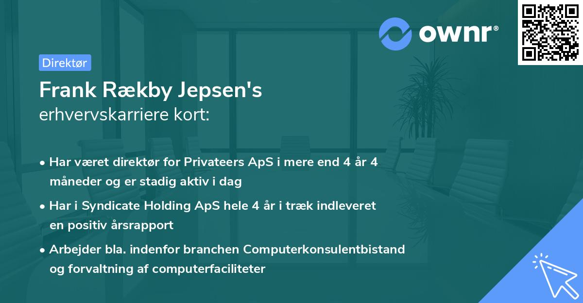 Frank Rækby Jepsen's erhvervskarriere kort