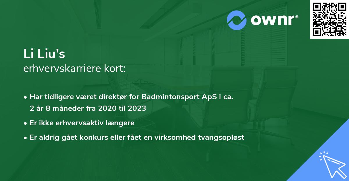 Li Liu's erhvervskarriere kort