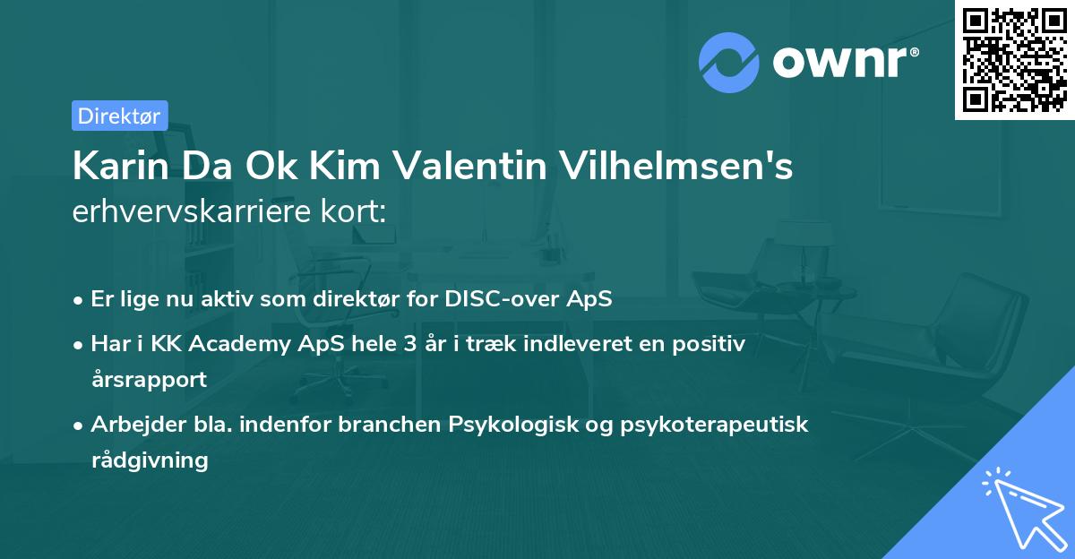 Karin Da Ok Kim Valentin Vilhelmsen's erhvervskarriere kort