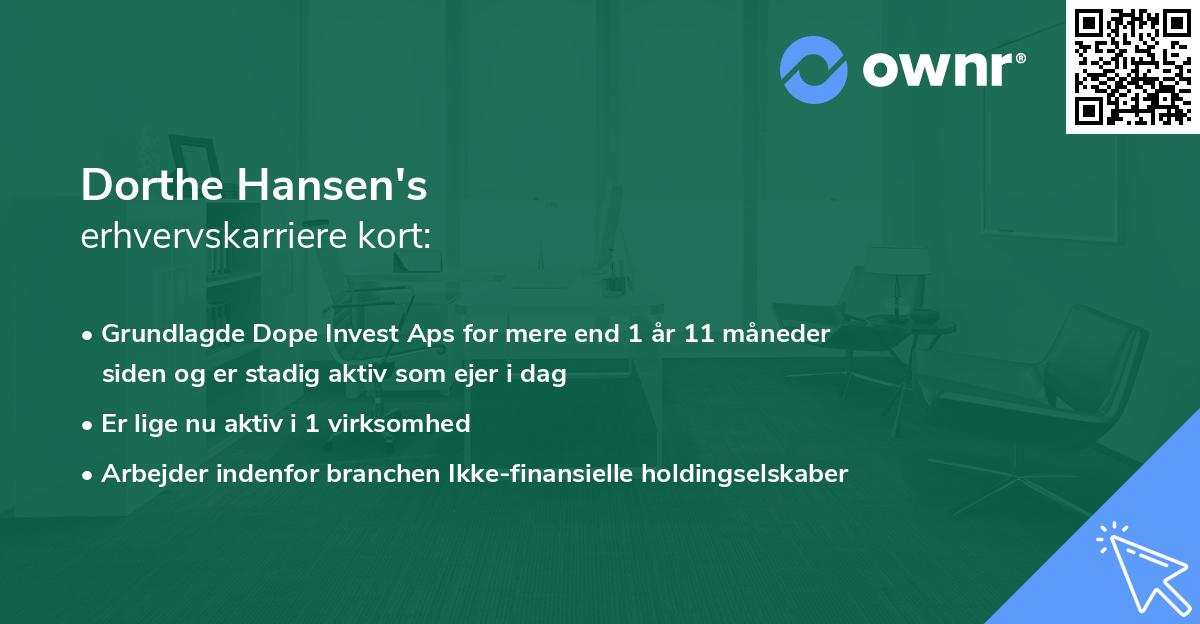Dorthe Hansen's erhvervskarriere kort