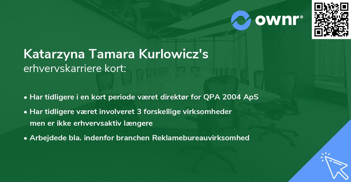 Katarzyna Tamara Kurlowicz's erhvervskarriere kort