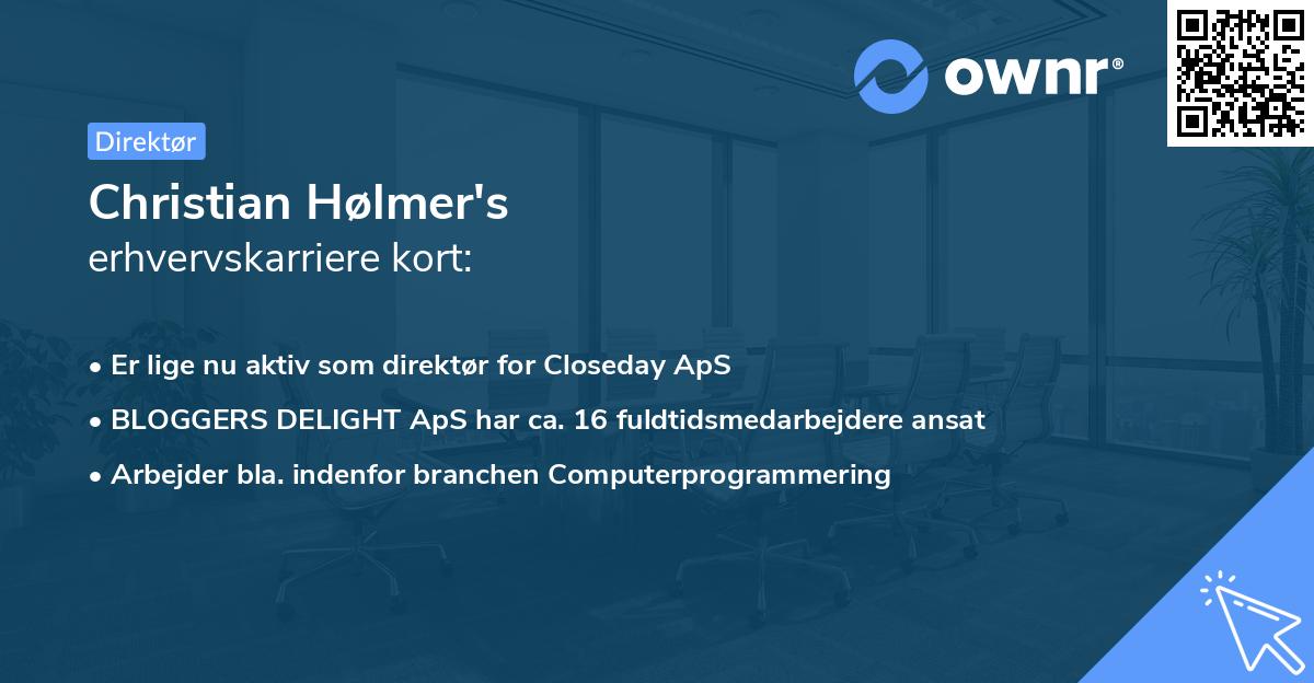 Christian Hølmer's erhvervskarriere kort