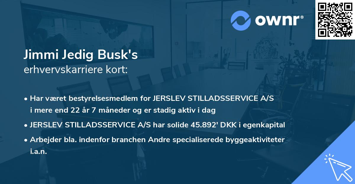Jimmi Jedig Busk's erhvervskarriere kort
